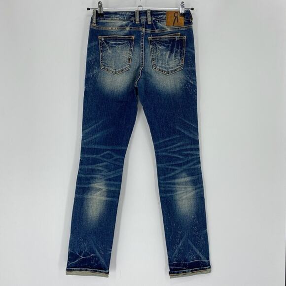 New ROCK REVIVAL REMIX Slim Jeans Size 26 Cuffed Distressed Straight Leg - Picture 2 of 8